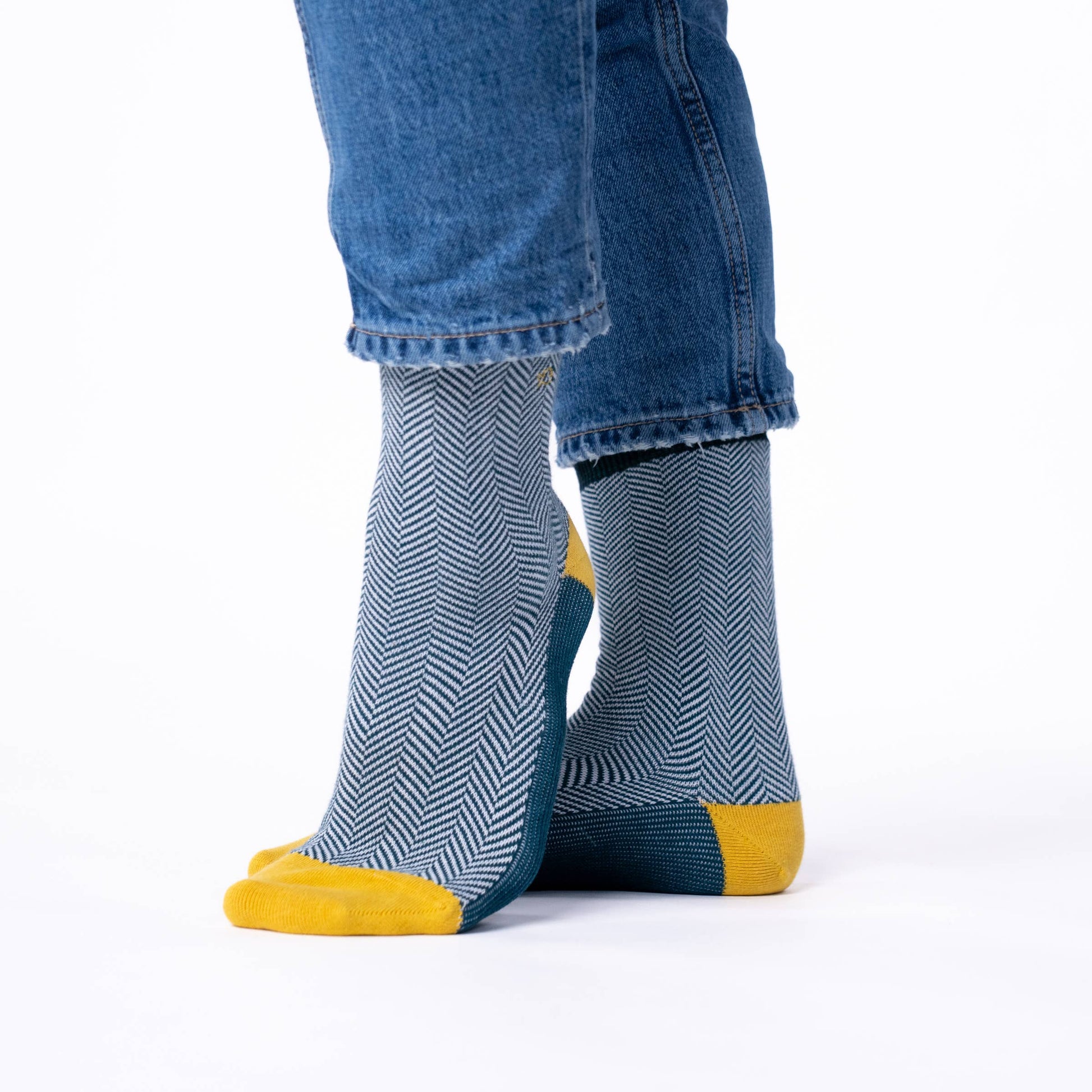 Calzini in cotone pettinato chevron smeraldo