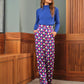 Pantaloni lunghi a vita alta con stampa geometrica