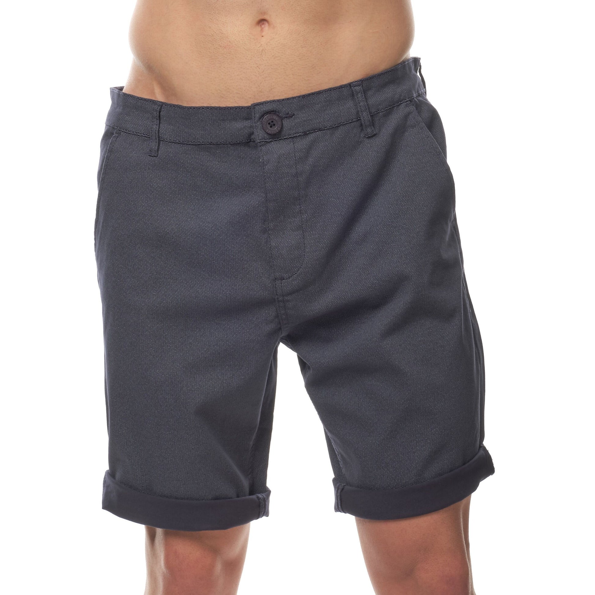 Pantaloncini da uomo blu navy in cotone stretch