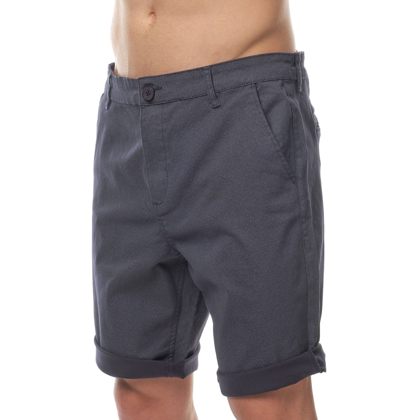 Pantaloncini da uomo blu navy in cotone stretch