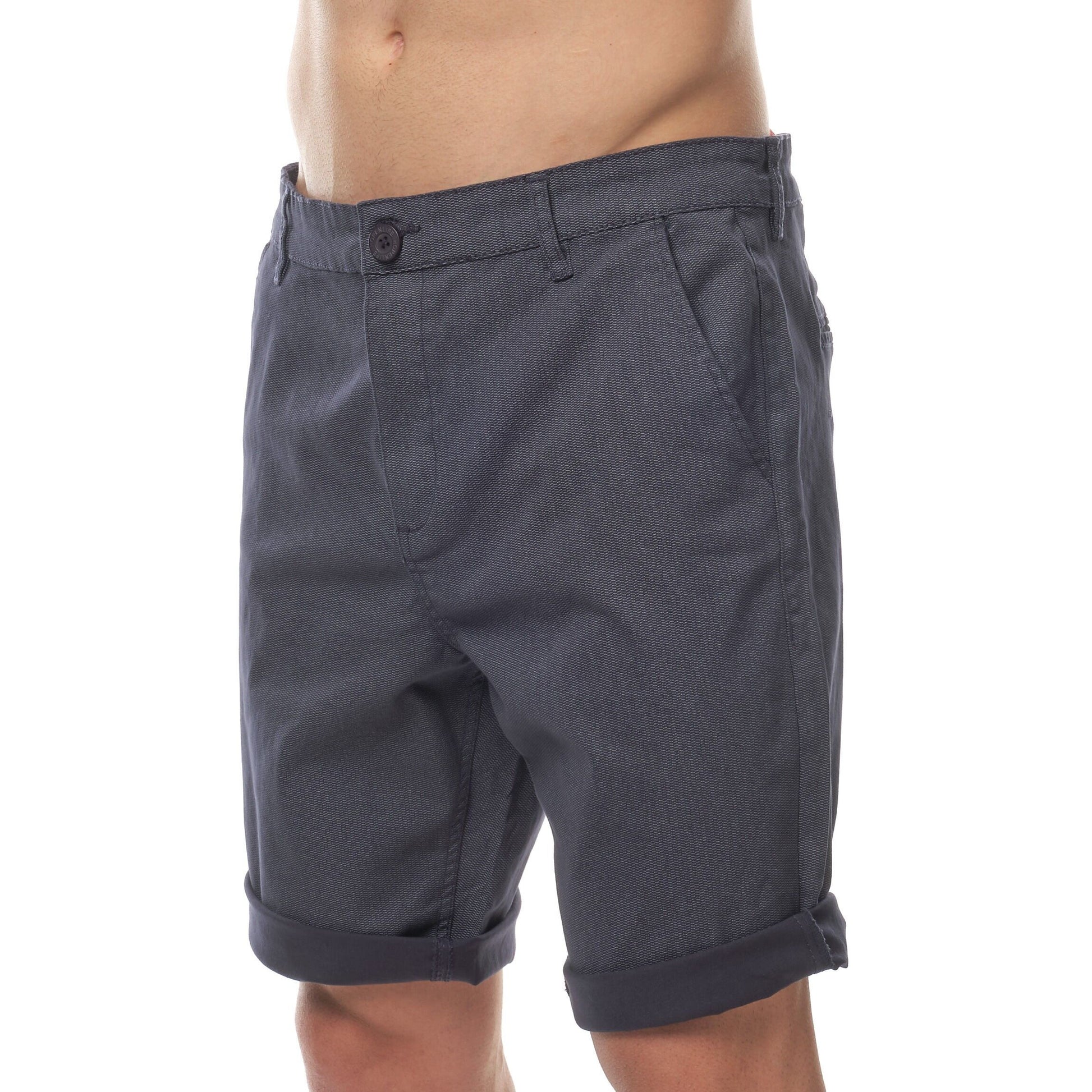 Pantaloncini da uomo blu navy in cotone stretch