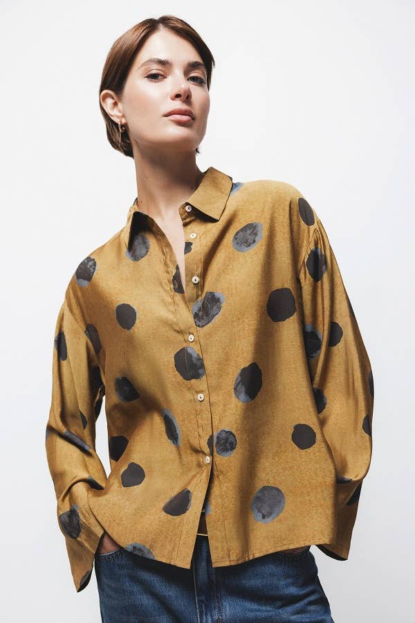 Camicia stampata a pois maxi