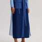 Gonna midi in organza con tasche e cintura