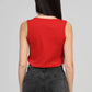 Top a coste rosso con scollo quadrato