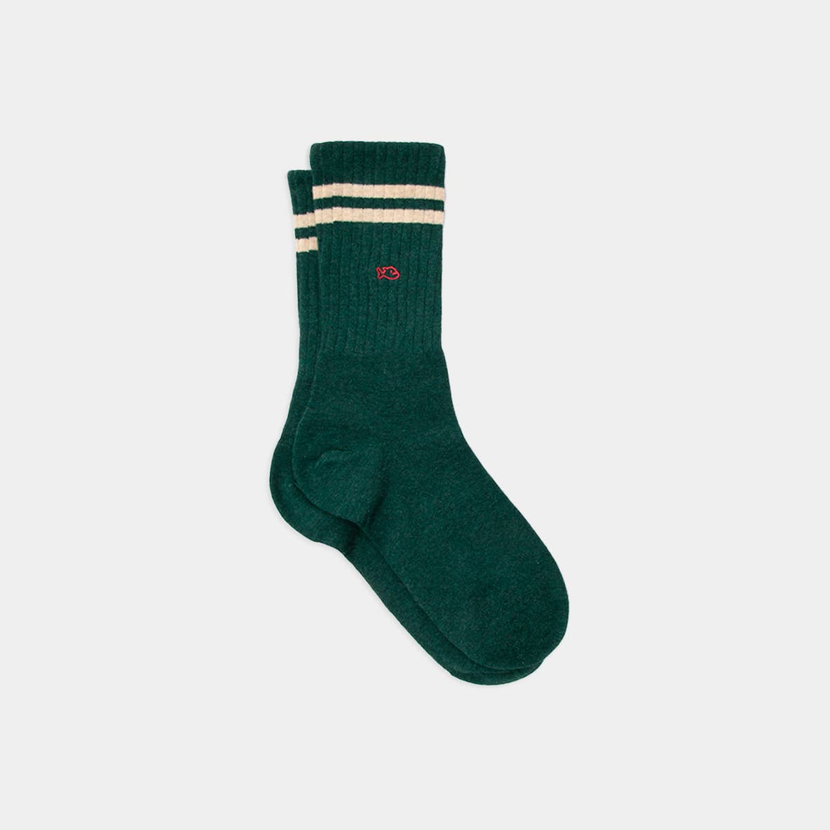 Calzini rétro in cotone pettinato verde petrolio a righe beige