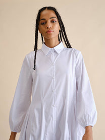 Abito chemisier bianco in cotone stretch