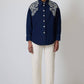 Camicia in denim blu scuro ricamata stile western
