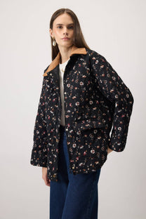 Giacca in gabardina trapuntata con motivo floreale