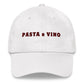 Cappello ricamato “Pasta e Vino” in cotone