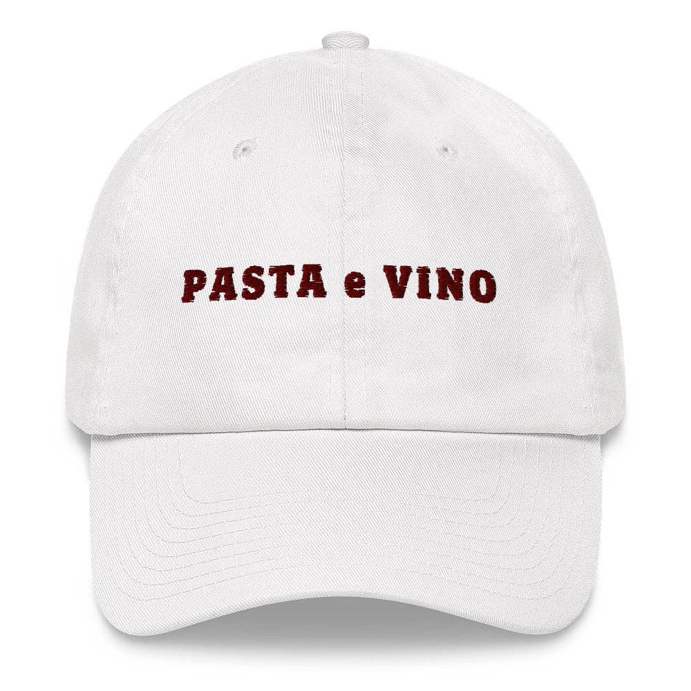 Cappello ricamato “Pasta e Vino” in cotone