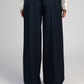 Pantaloni a vita alta in twill blu navy