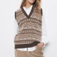Gilet in maglia jacquard con scollo a V