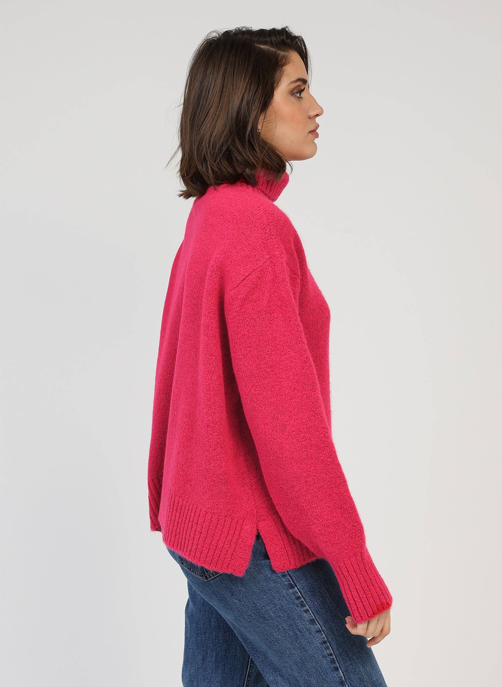 Maglione dolcevita fucsia Lipy