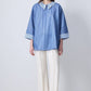 Tunica a righe con colletto in organza