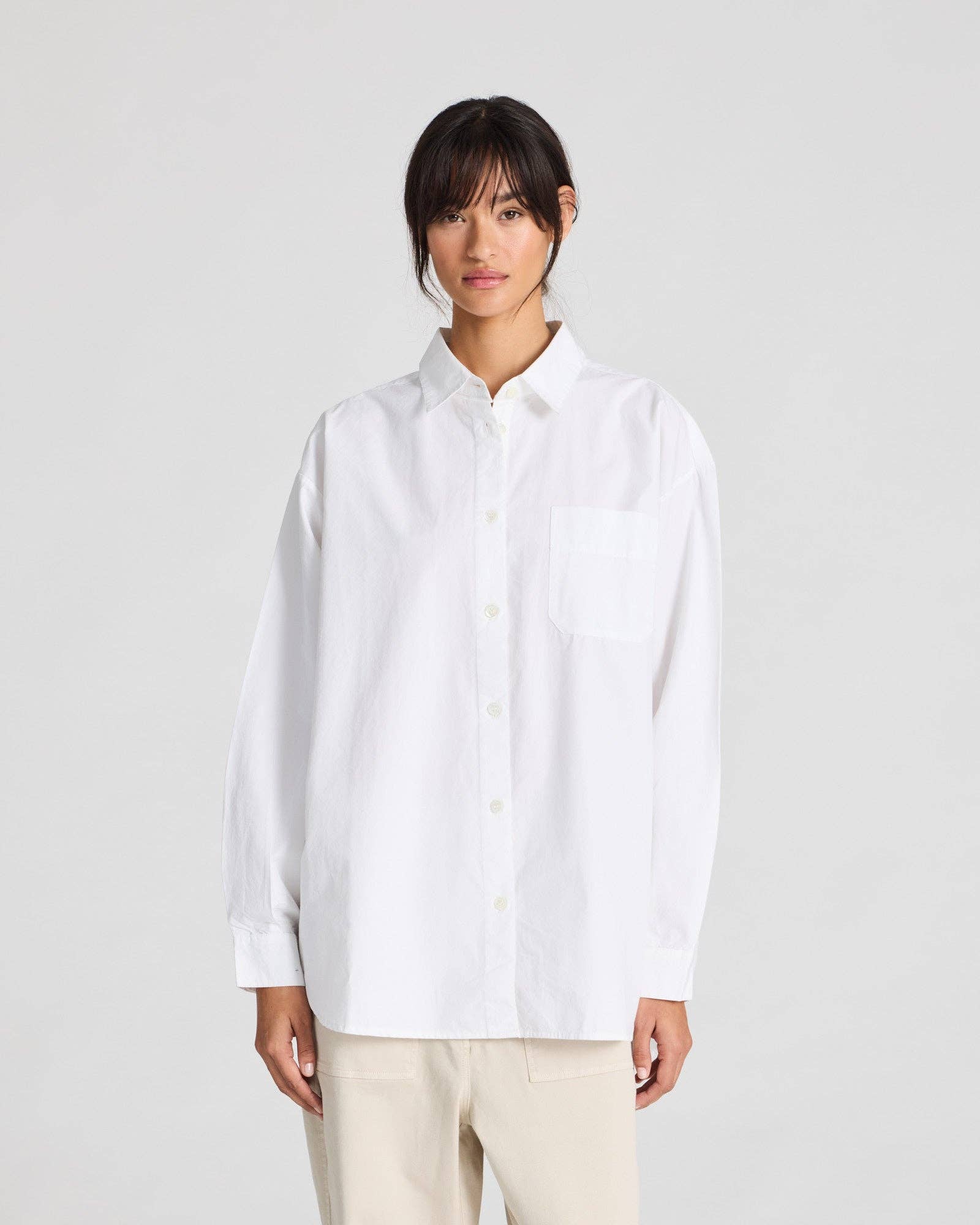 Camicia Astrid in popeline di cotone biologico bianca