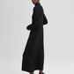 Abito maxi a coste nero con collo alto