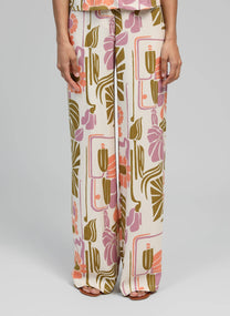 Pantaloni Phoebe flare a vita alta ecru