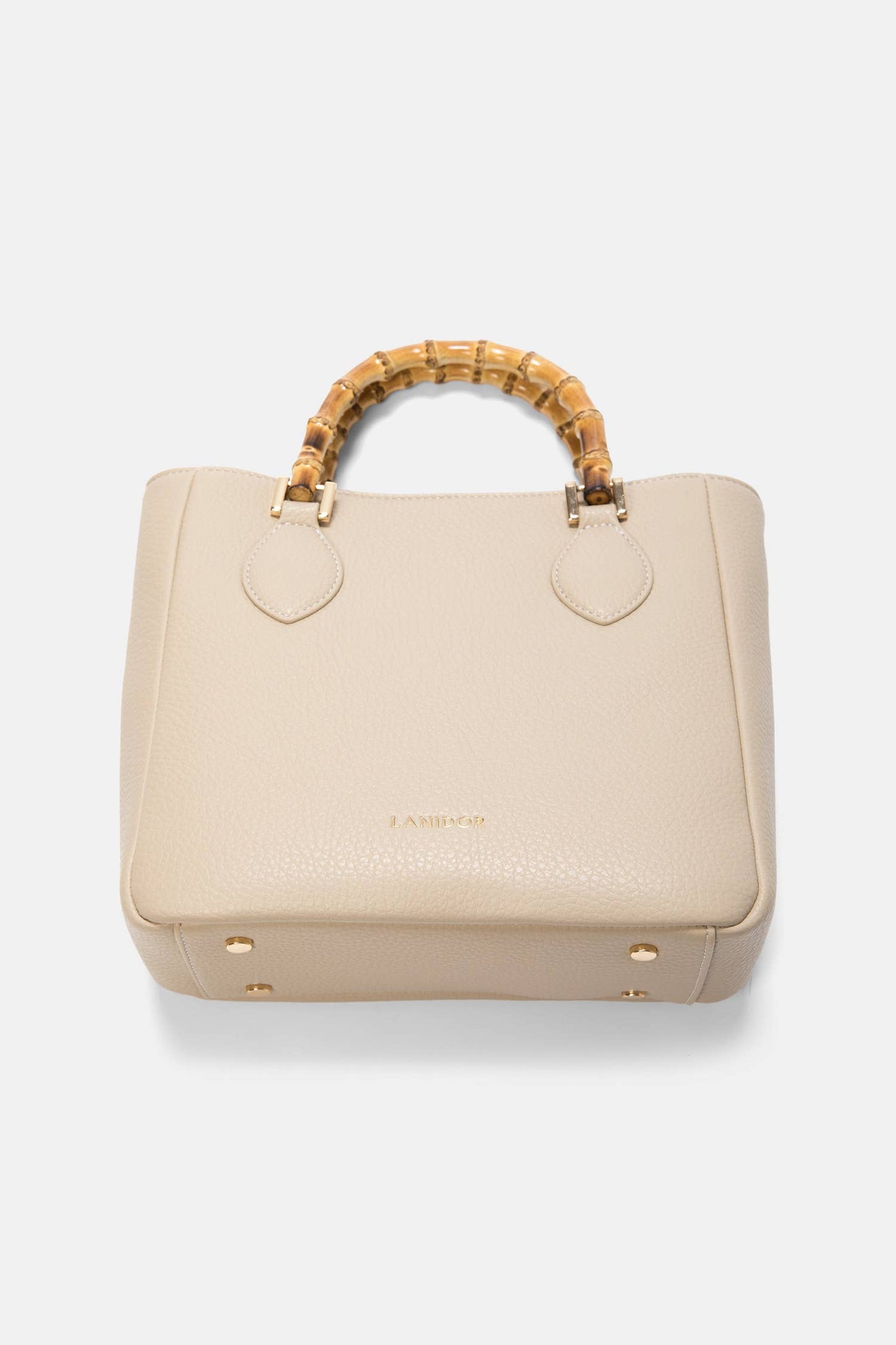 Borsa shopper in ecopelle con manici effetto bambù