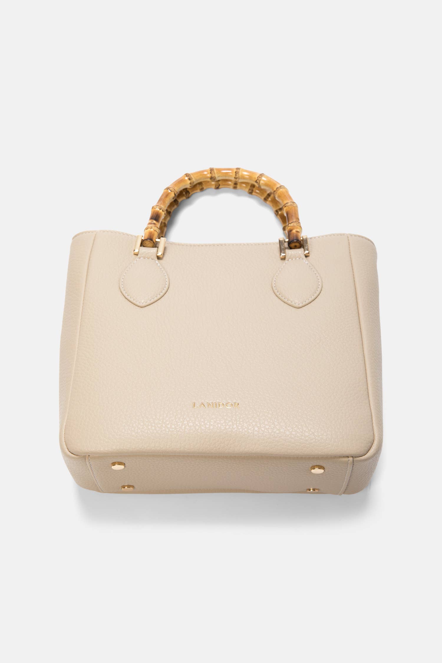 Borsa shopper in ecopelle con manici effetto bambù