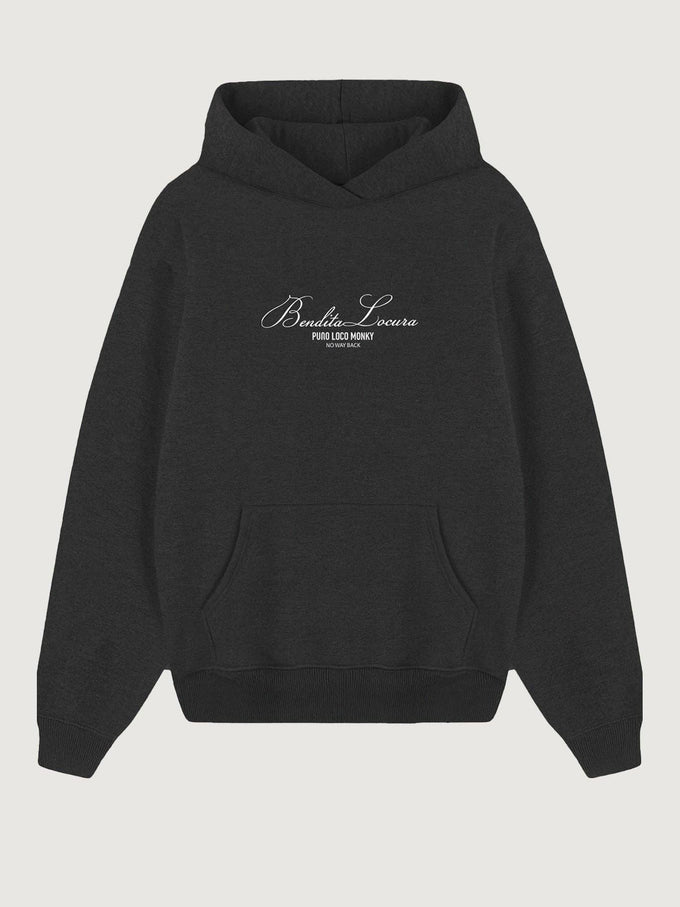 Felpa unisex con ricamo Bendita Locura grigio scuro