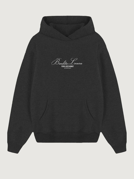 Felpa unisex con ricamo Bendita Locura grigio scuro