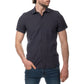 Camicia uomo in cotone e lino tinta unita blu navy scuro