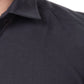 Camicia uomo in cotone e lino tinta unita blu navy scuro
