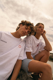 T-shirt oversize in cotone biologico con stampa sole