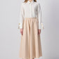 Gonna midi a trapezio in crepe beige fluido