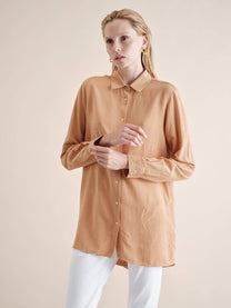Camicia rilassata in misto lino e rayon