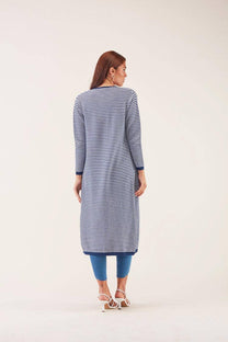 Cardigan lungo a righe in cotone Baras