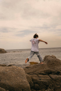 T-shirt oversize in cotone biologico con stampa sole