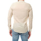 Camicia uomo in cotone e lino tinta unita con collo alla coreana