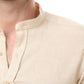 Camicia uomo in cotone e lino tinta unita con collo alla coreana
