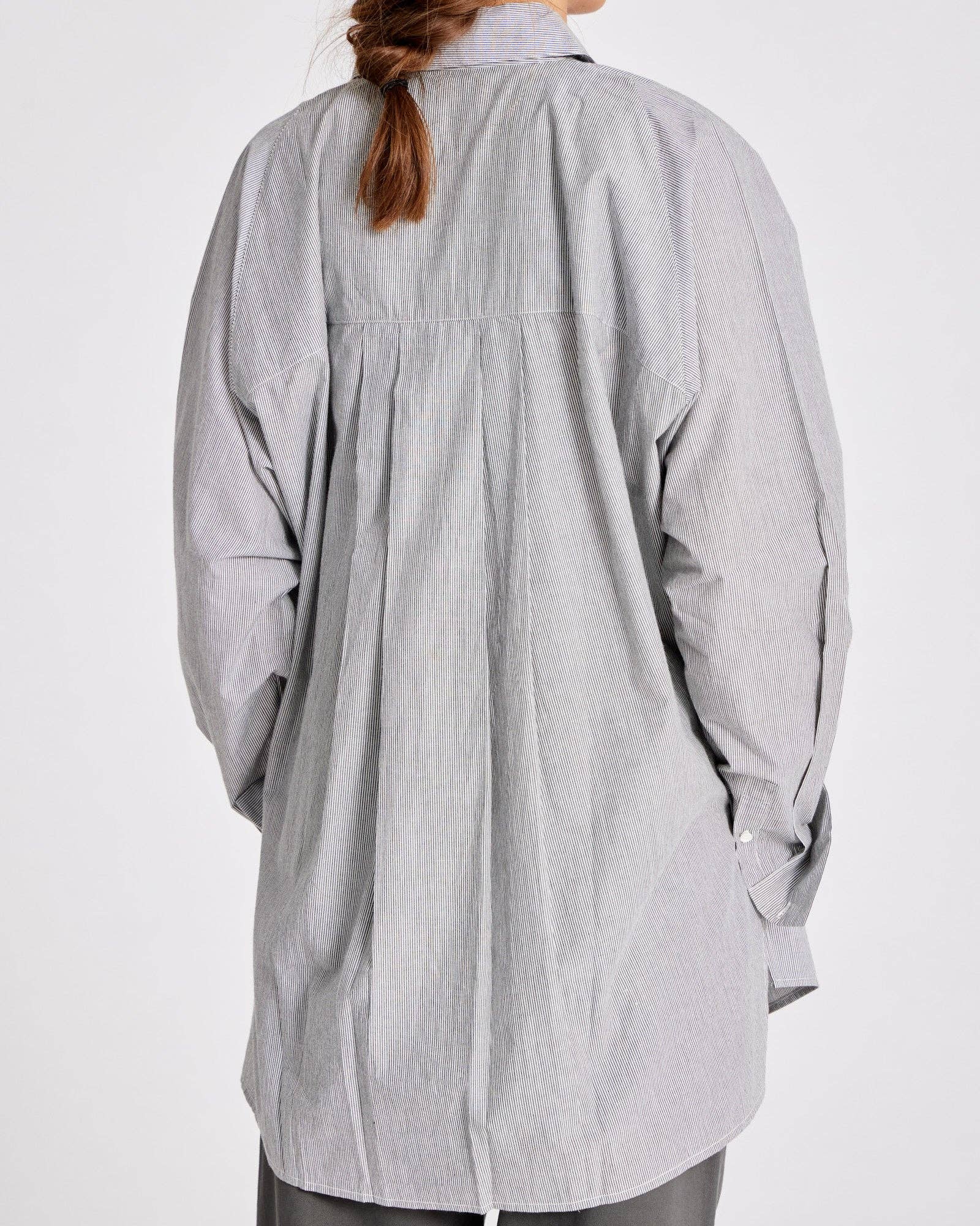 Camicia lunga a righe in popeline di cotone biologico
