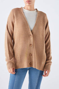Cardigan in maglia con bottoni e scollo a V