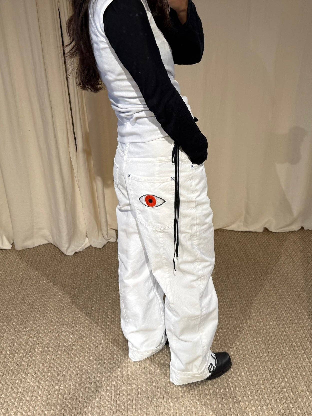 Pantaloni denim a pieghe Hope Heals