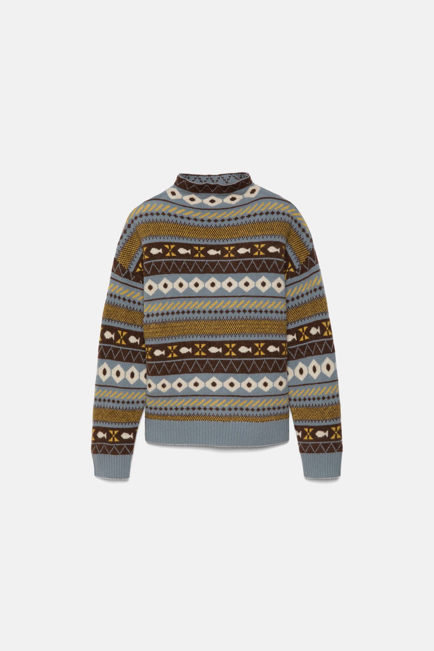 Maglione jacquard a collo alto