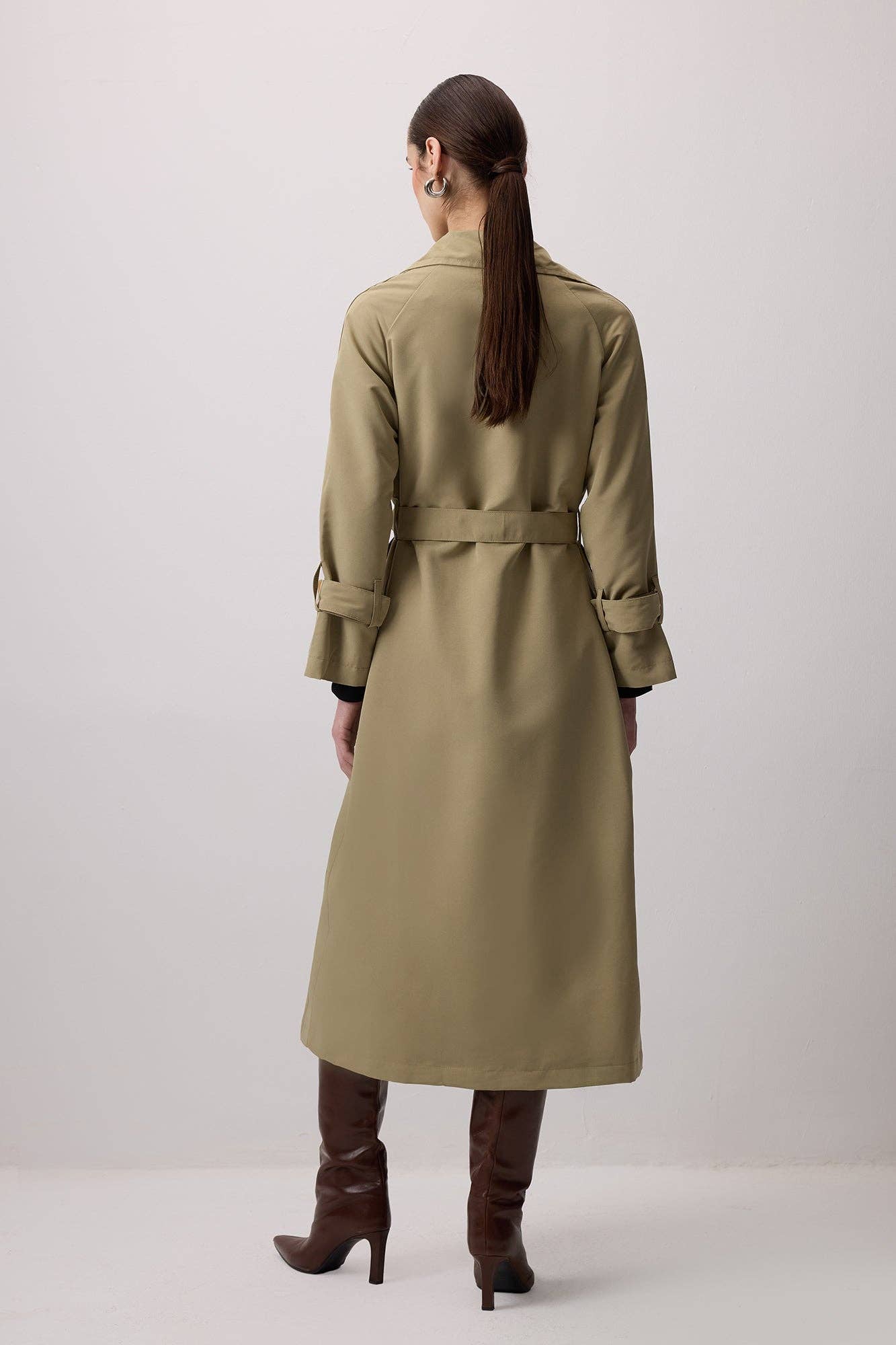 Trench Coat Lungo Maxi con Cintura