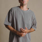 T-shirt oversize pesante in cotone organico grigio pietra