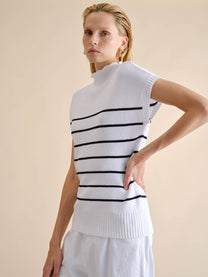 Gilet in maglia a righe in cotone