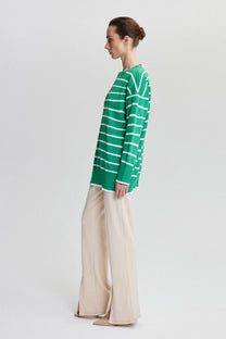 Maglione oversize a righe verde
