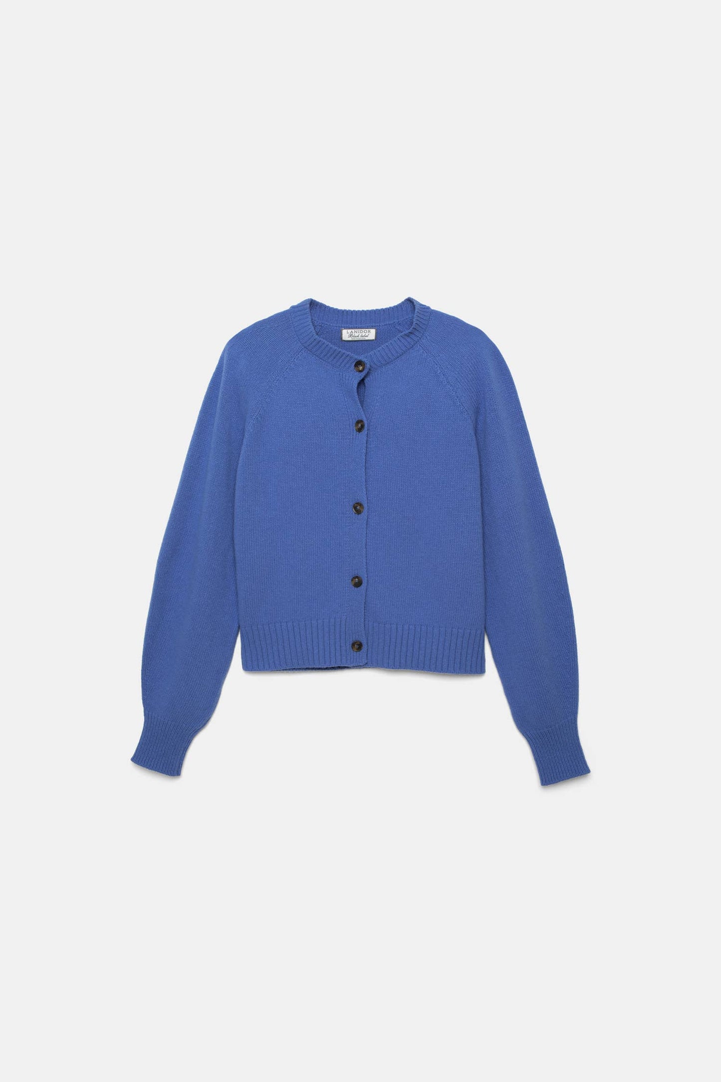 Cardigan in lana a maglia rasata con bottoni a contrasto