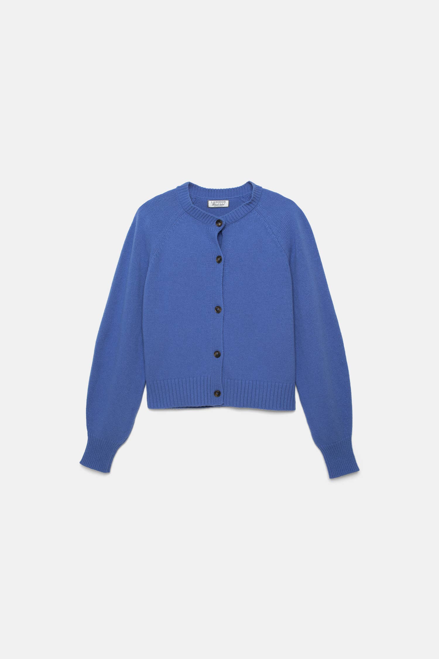 Cardigan in lana a maglia rasata con bottoni a contrasto