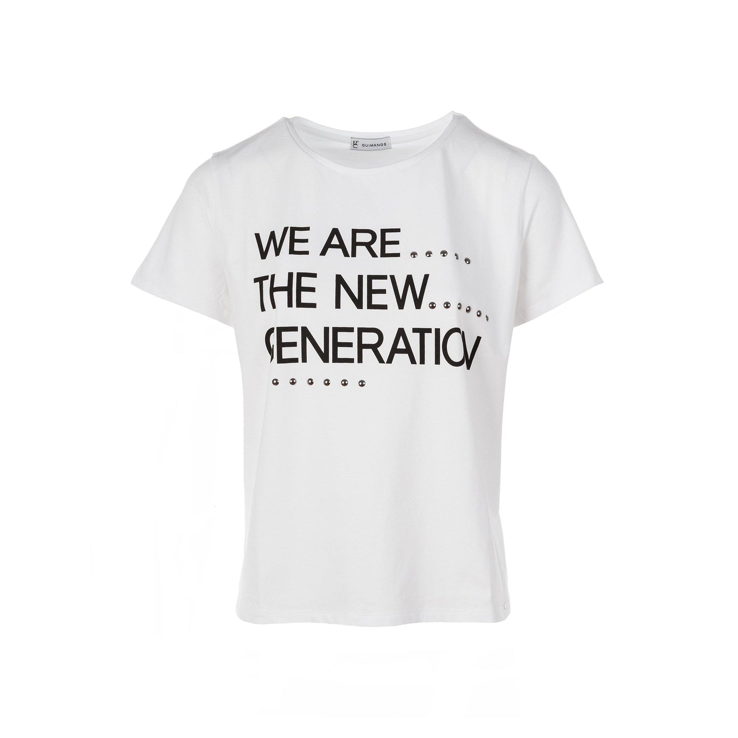 T-shirt “Siamo la nuova generazione” con stampa e borchie