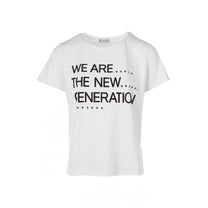 T-shirt “Siamo la nuova generazione” con stampa e borchie