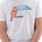 T-shirt unisex bianca con stampa tucano