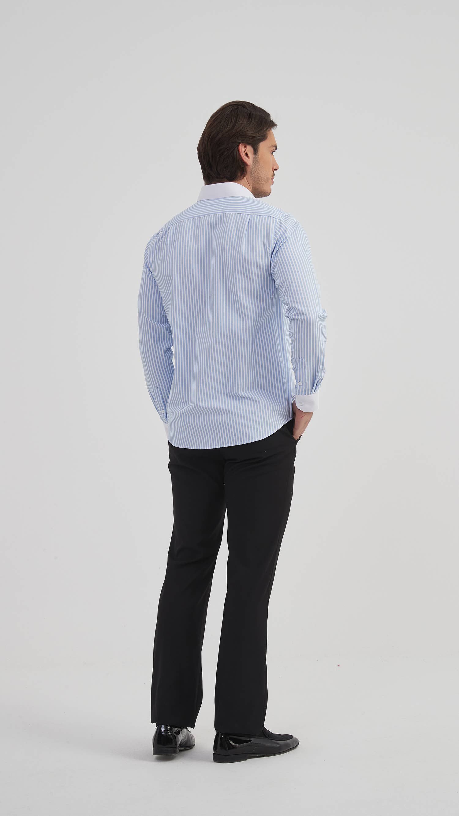 Camicia comfort a righe cielo
