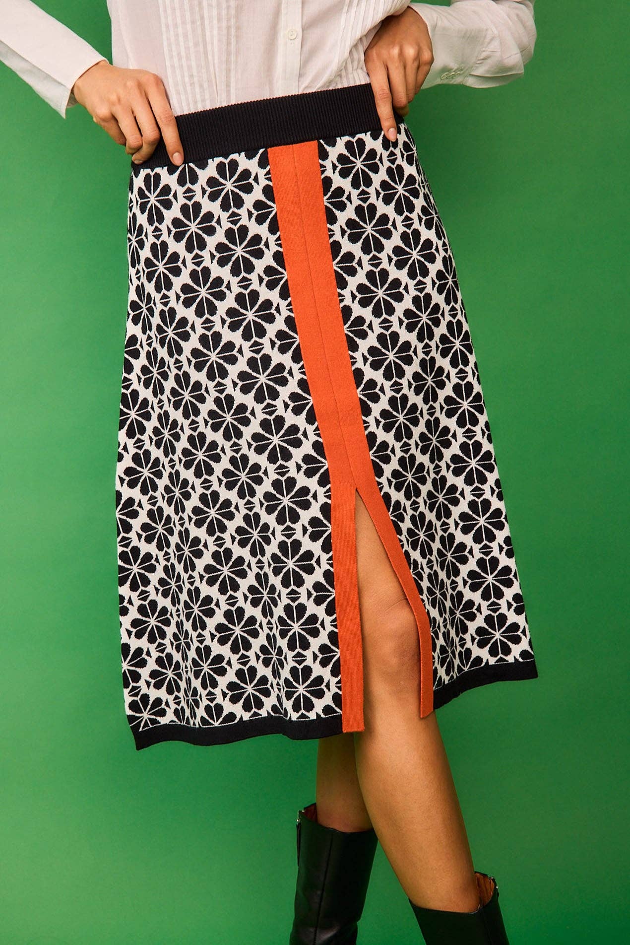 Gonna midi in maglia a fiori Savia