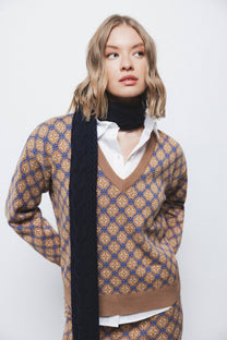 Maglione jacquard con motivo geometrico